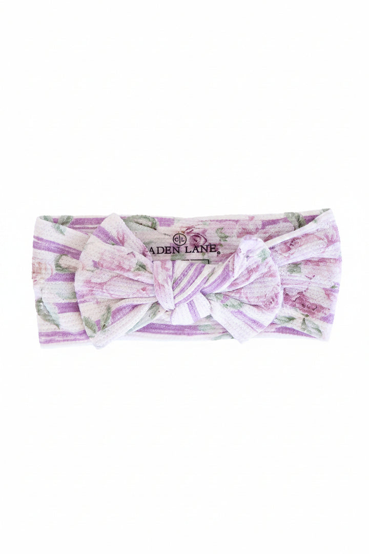 lila's lilac knit large bow headwrap