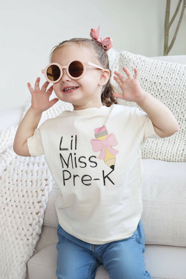 lil miss pre-k natural graphic tee for kids 