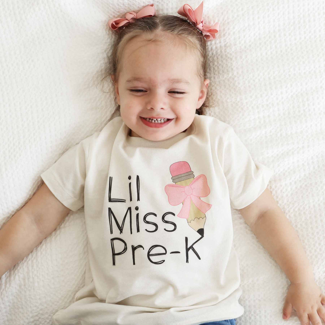 lil miss pre-k pencil bow t shirt for girls 