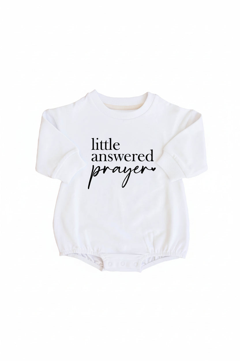 baby sweatshirt bubble romper little answered prayer 