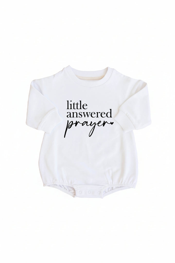 baby sweatshirt bubble romper little answered prayer 