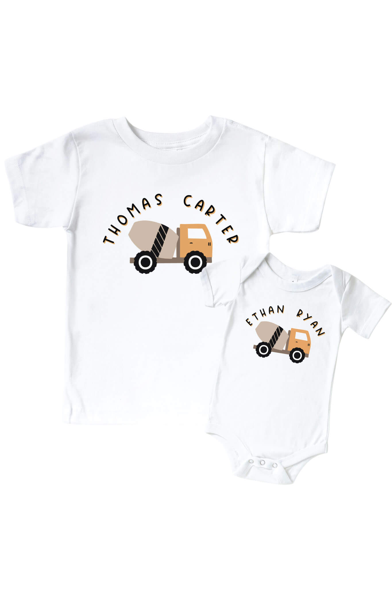 Personalized Little Builder Graphic Bodysuit & Kids Tee | White