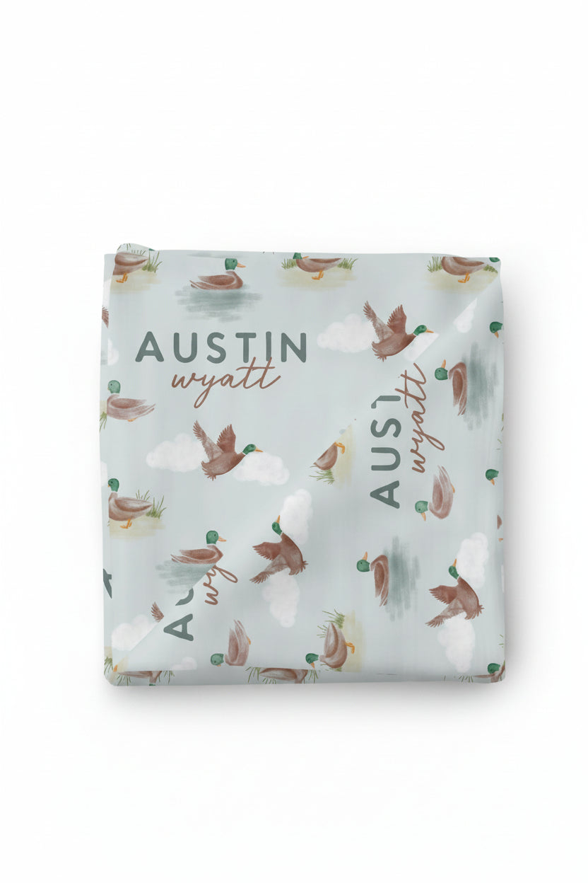 little duckling personalized swaddle blanket 