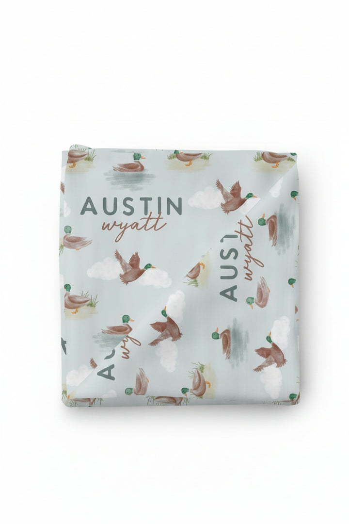 little duckling personalized swaddle blanket 