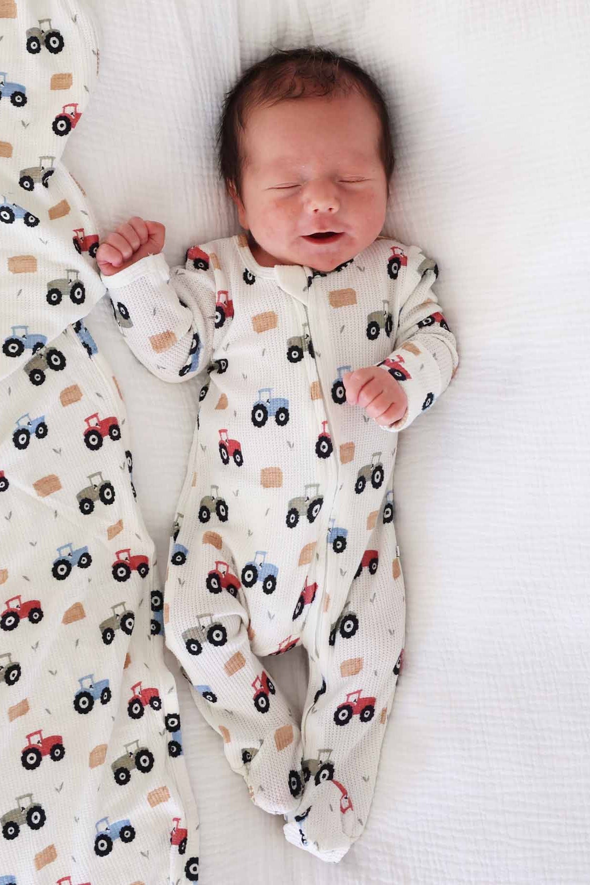 Little Farmer Bamboo Waffle Zipper Footie