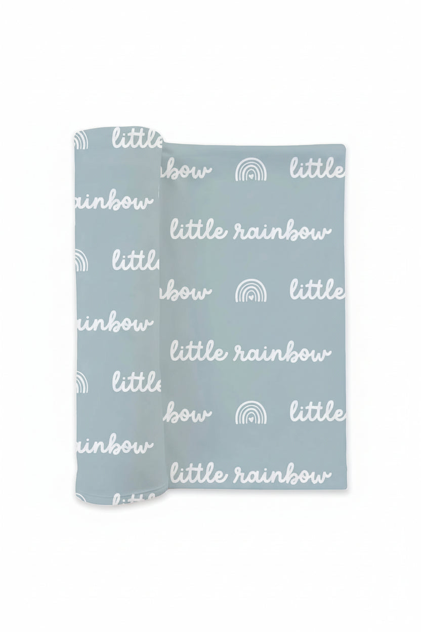 blue rainbow swaddle blanket for baby boys 