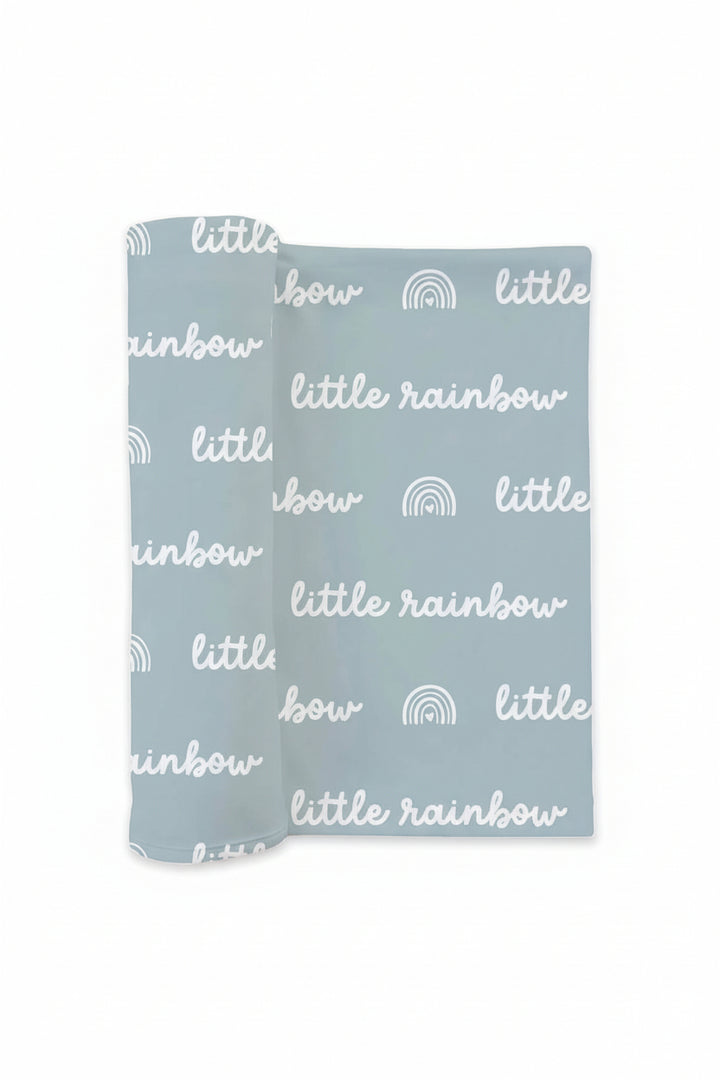 blue rainbow swaddle blanket for baby boys 