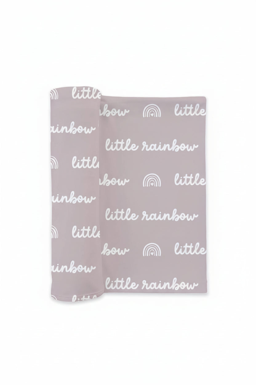 mauve little rainbow swaddle blanket for newborns 
