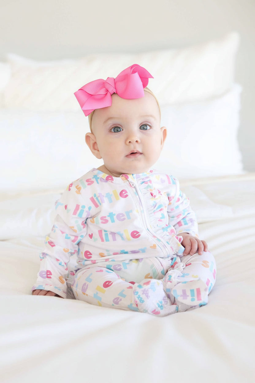 baby zipper footie pajamas with ruffles little sister 
