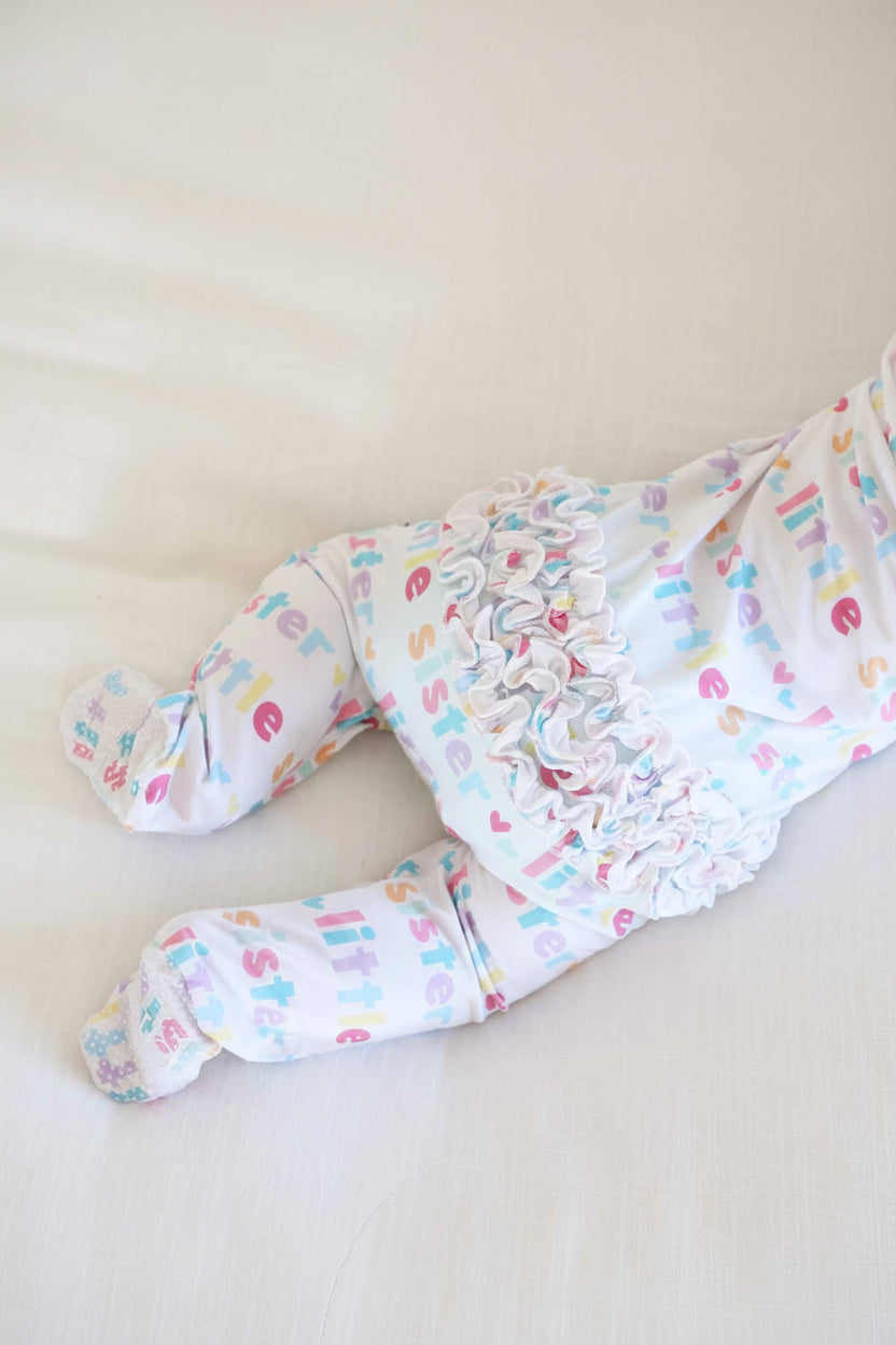 little sister ruffle footie 
