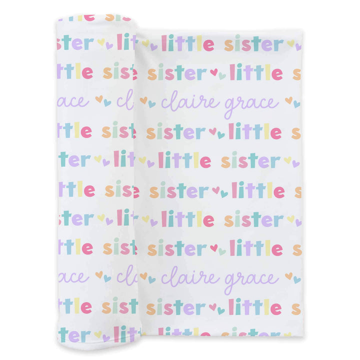 little sister personalized swaddle