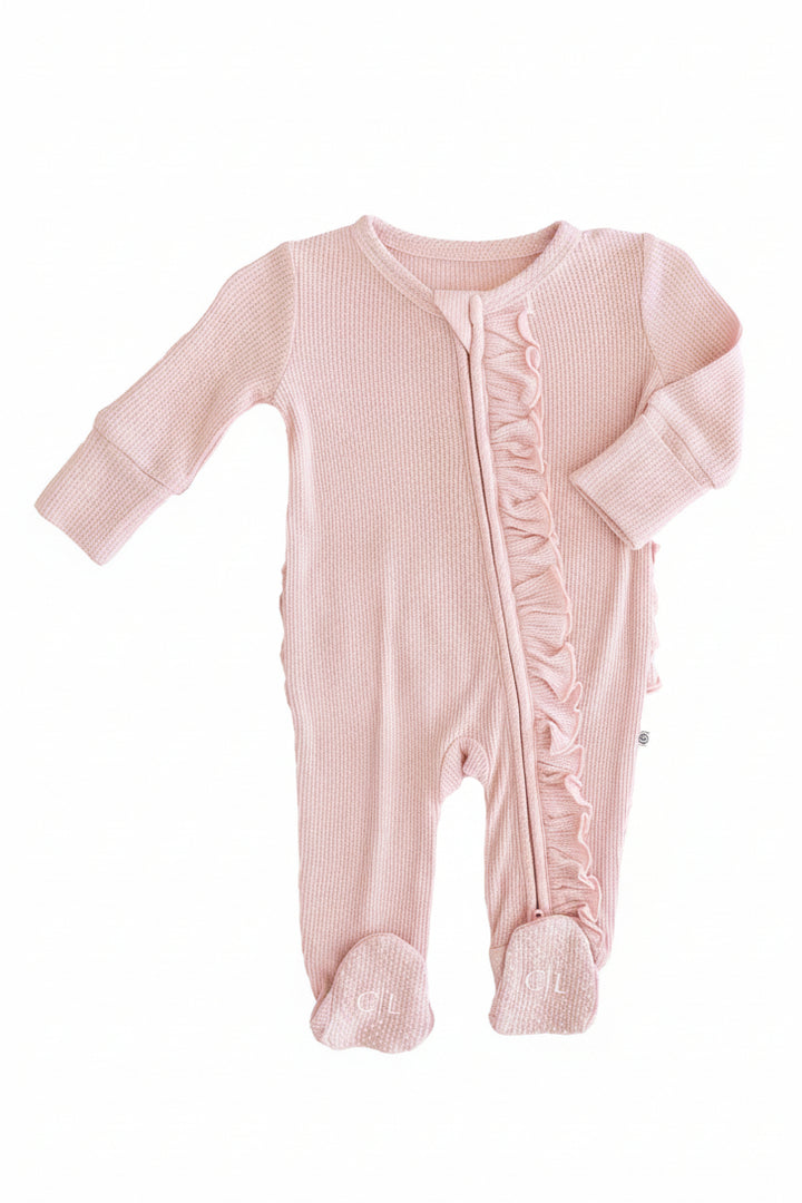 lotus ruffle zipper footie for baby girls nonpersonalized 