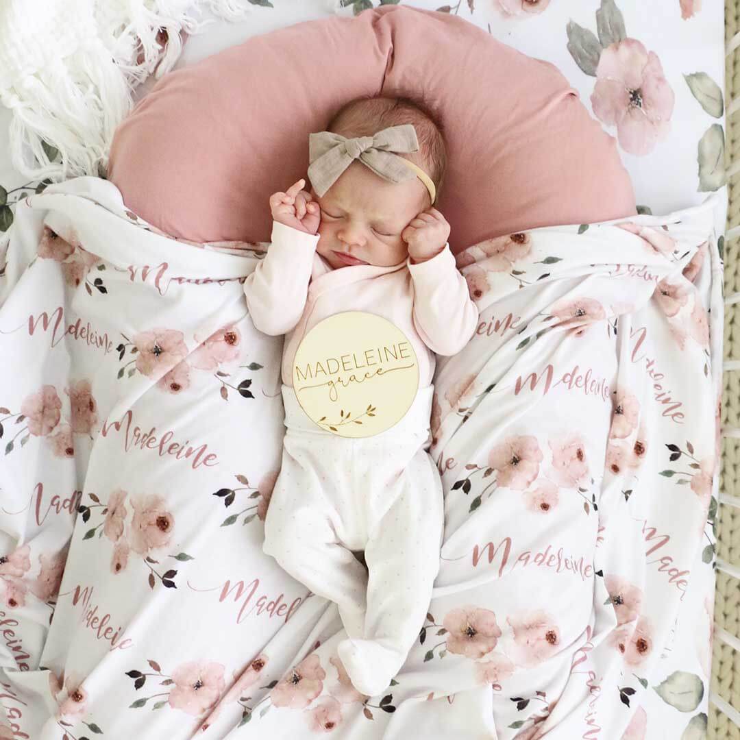 leaves personalized baby name wood announcement 