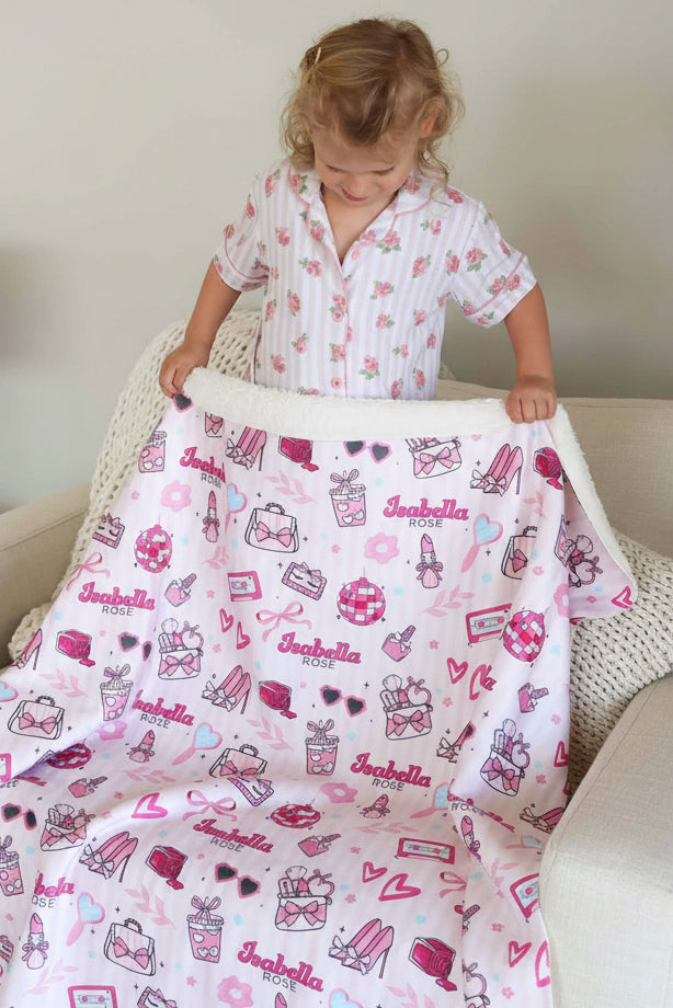 Personalized Sherpa Kids Blanket | Glamour Girl