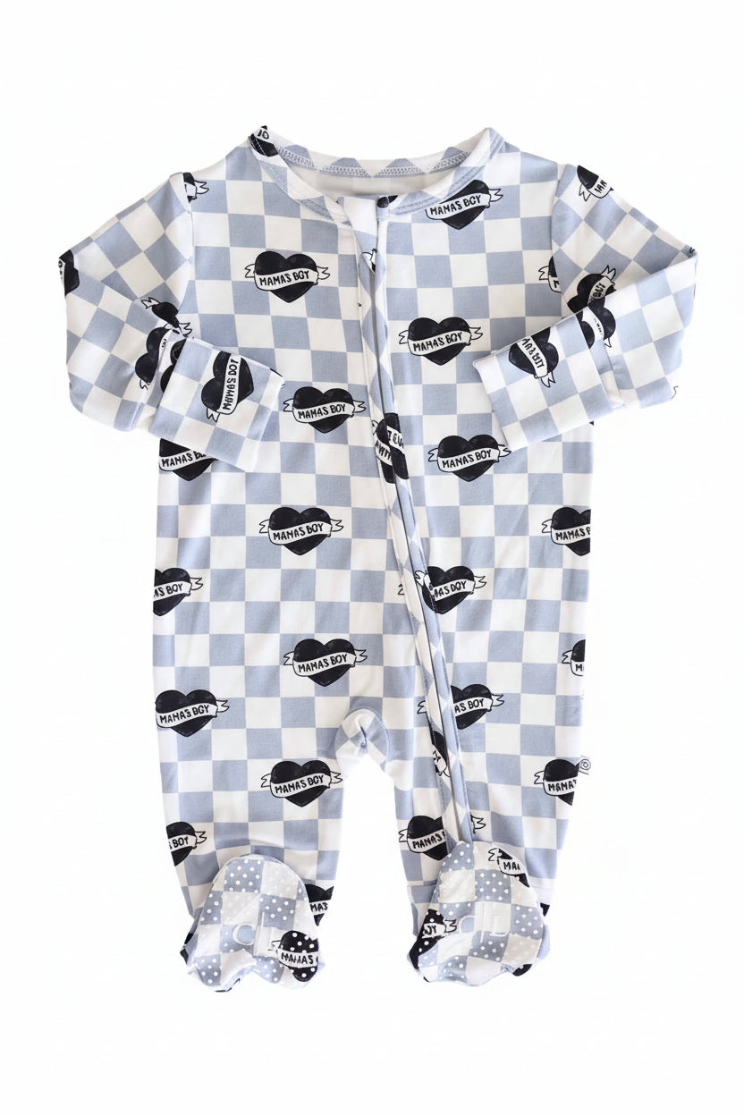 baby boy zipper footie mama's boy 