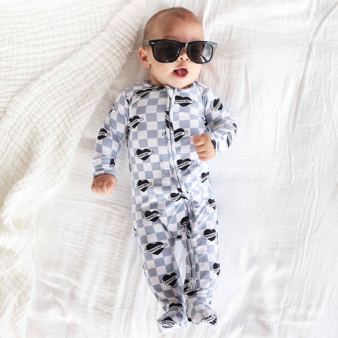 mama's boy baby zipper footie pajama 