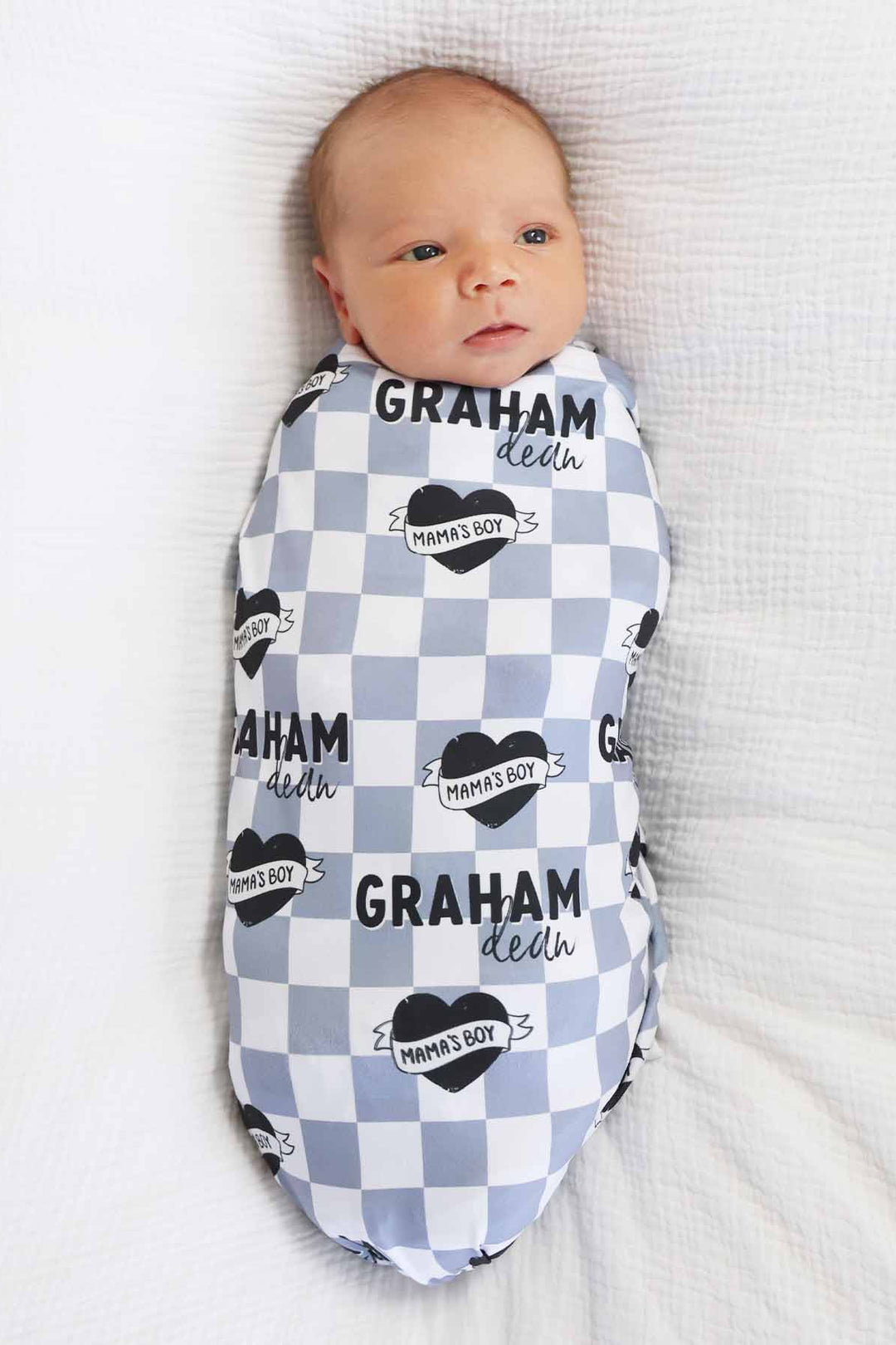 mama's boy personalized swaddle blanket for kids 