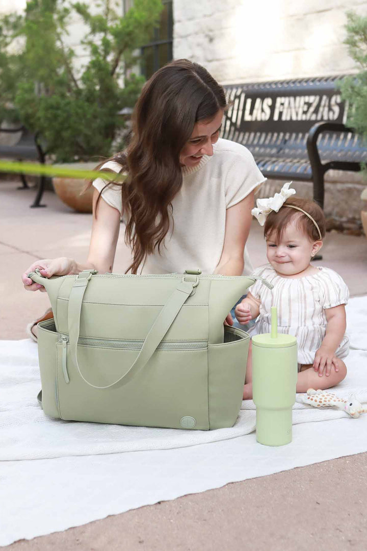 Lane Convertible Diaper Bag Tote | Matcha