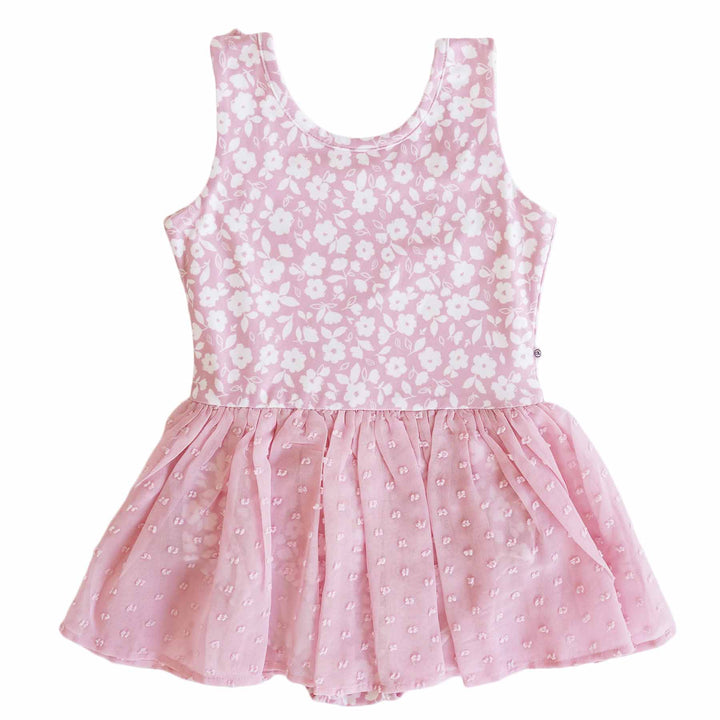 mauve pink floral print ballet leotards for girls