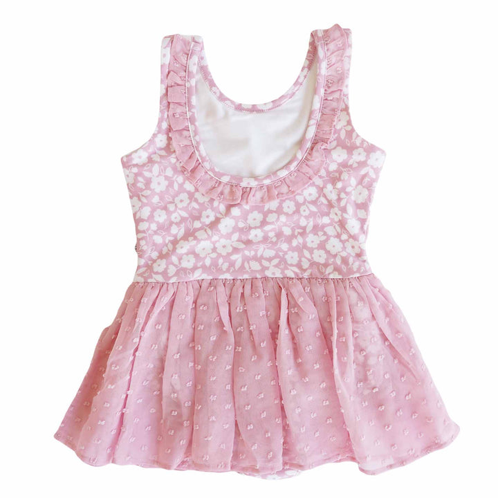 mauve floral scoop back leotard for girls 