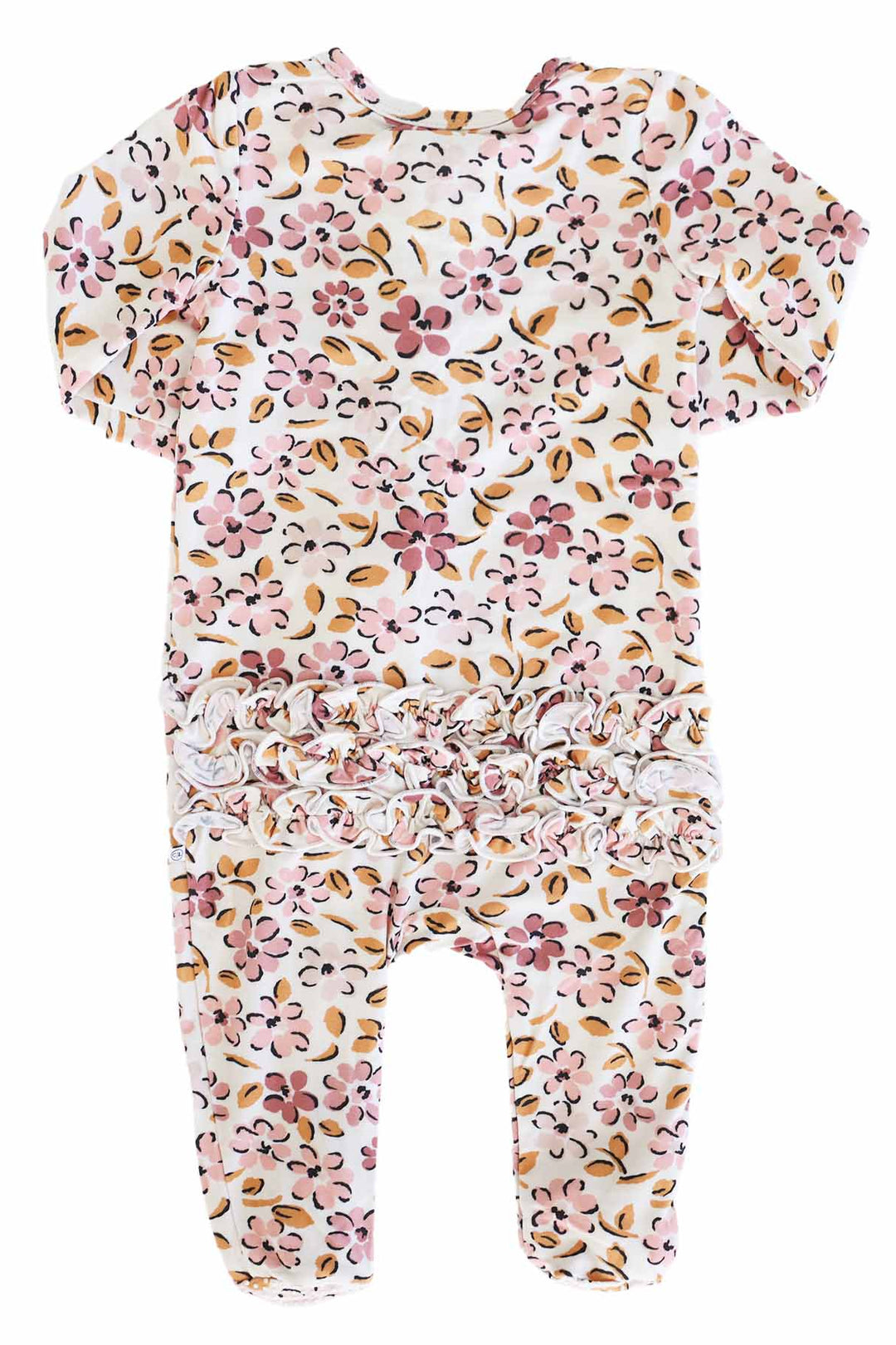 mauvelous meadow baby zipper footie mauve and blush floral