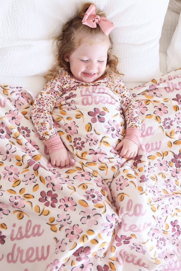 mauvelous meadow personalized kids blanket 
