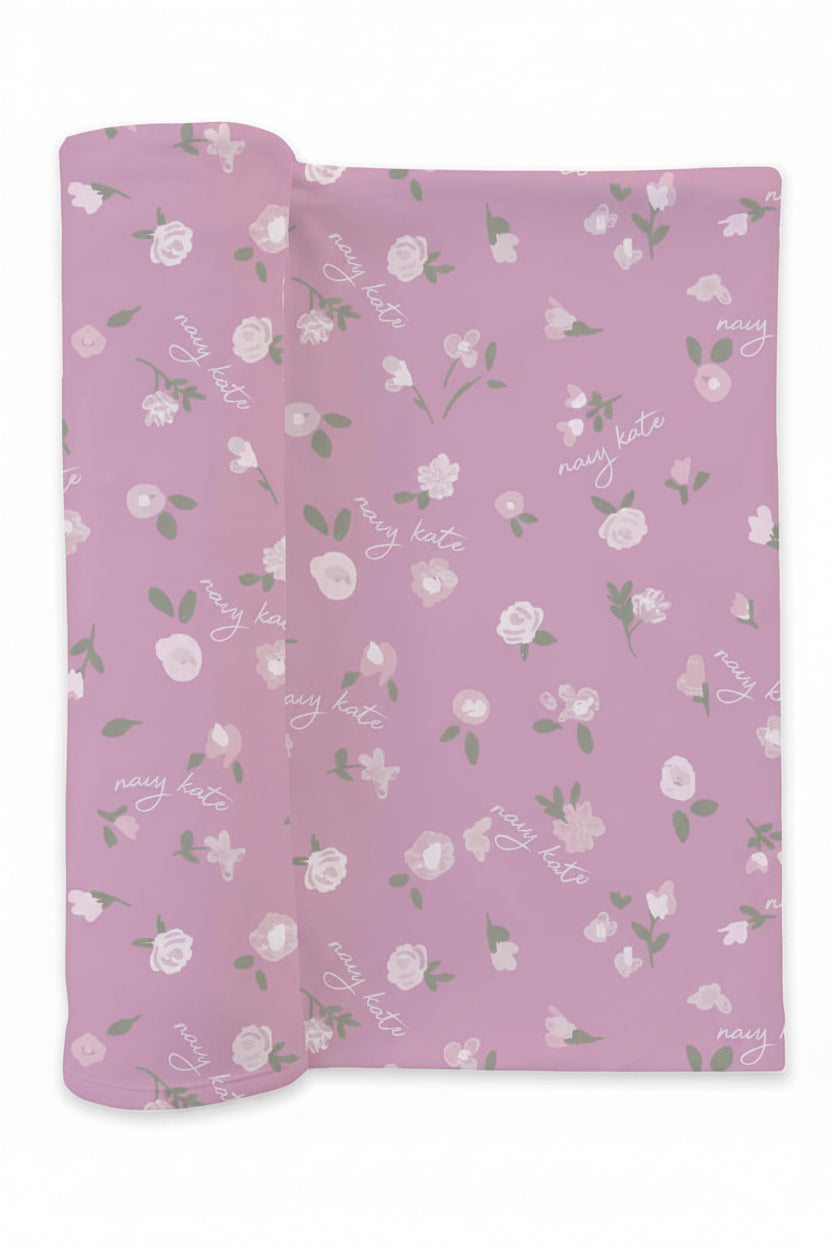 medium pink floral personalized swaddle for babies 