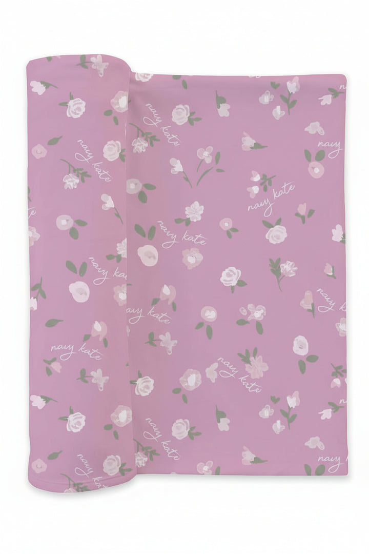 medium pink floral personalized swaddle for babies 