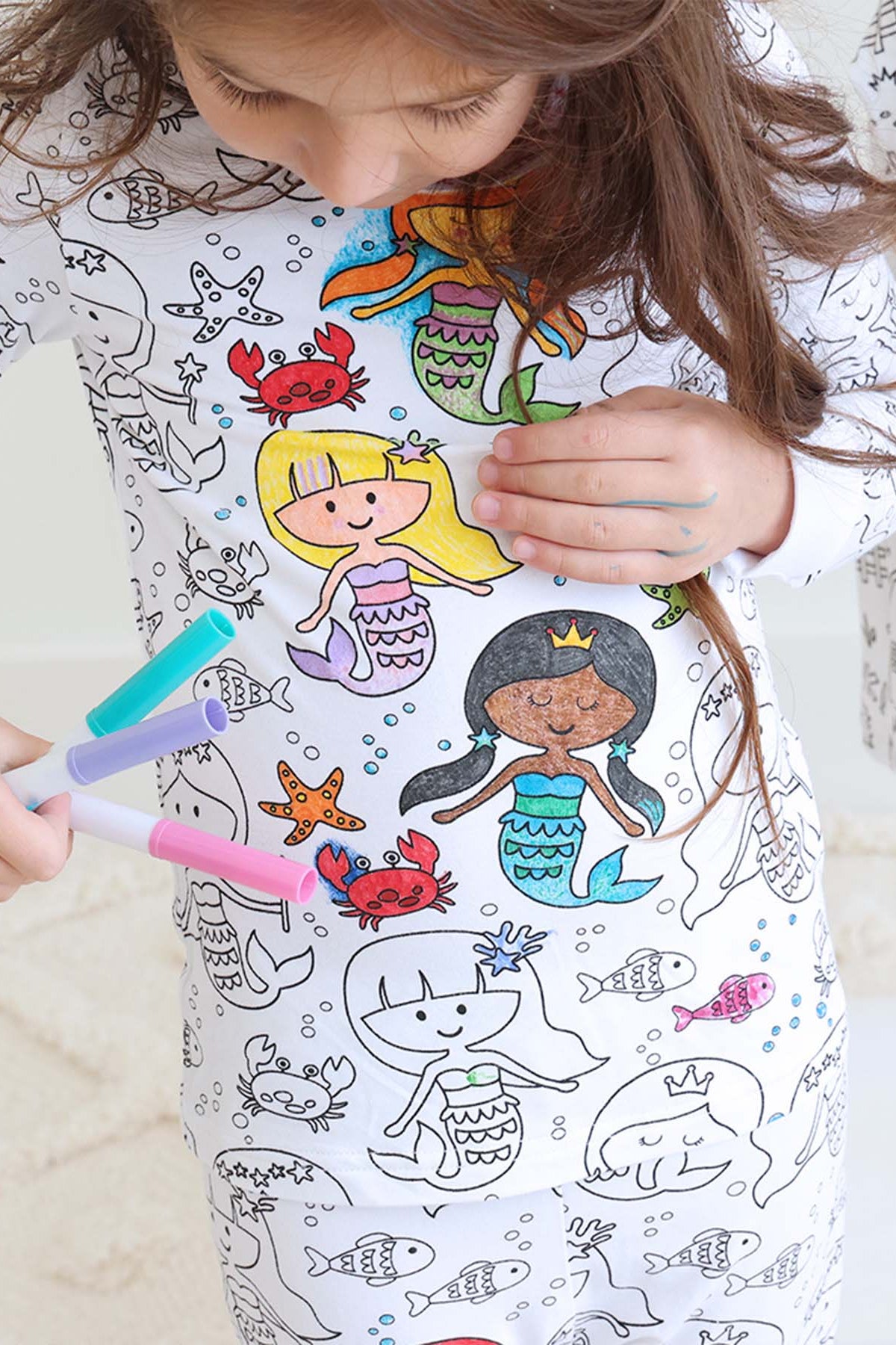 Colorable Two-Piece Pajama Set | Mermaid Magic