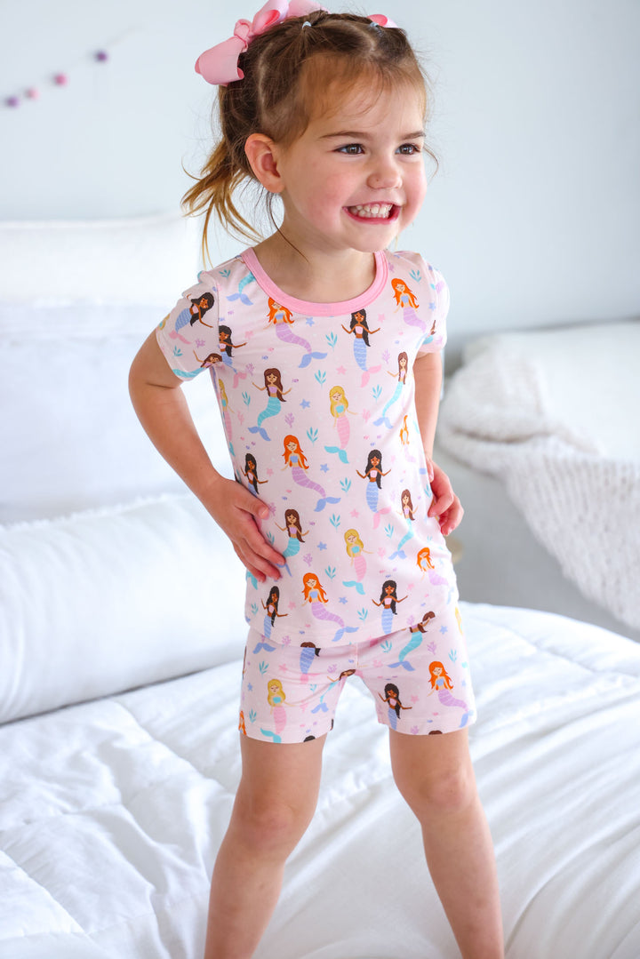 let's be mermaids bamboo pajama set lifestyle photo