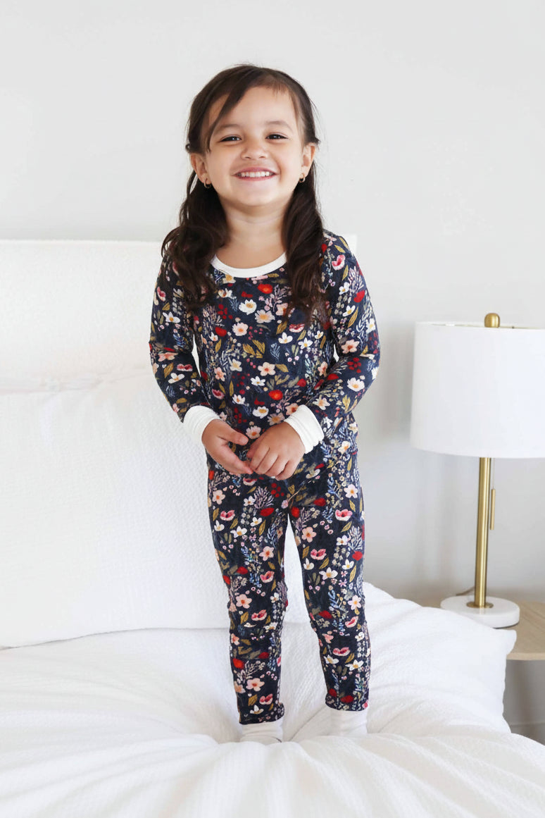 midnight meadow kids two piece pajama set 