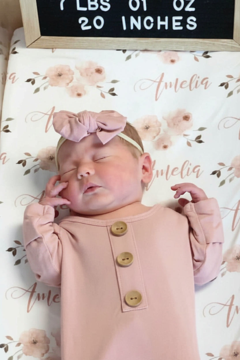 millie's dusty rose garden baby swaddle blanket