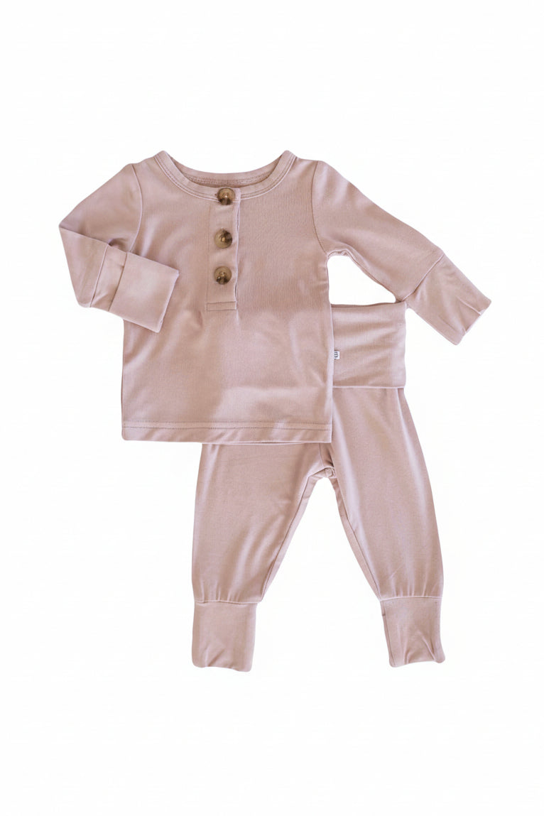 2pc Bamboo Button Top & Bottom | Mocha
