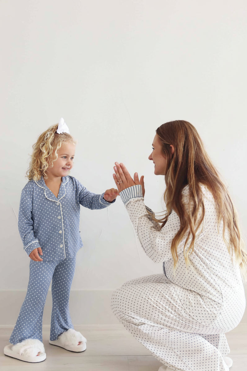 Girls' Two-Piece Flare Lounge Set | Snuggle Spots Blue