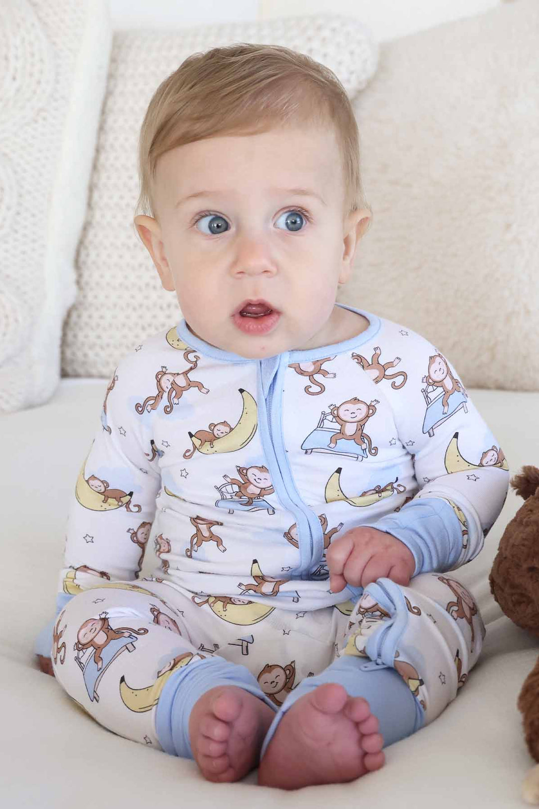 monkey pajama romper gender neutral