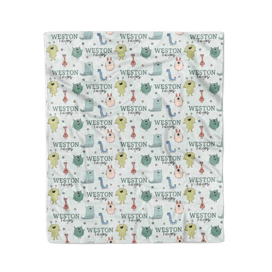 monster mash personalized toddler blanket 