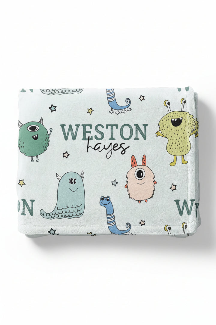monster personalized kids blanket 