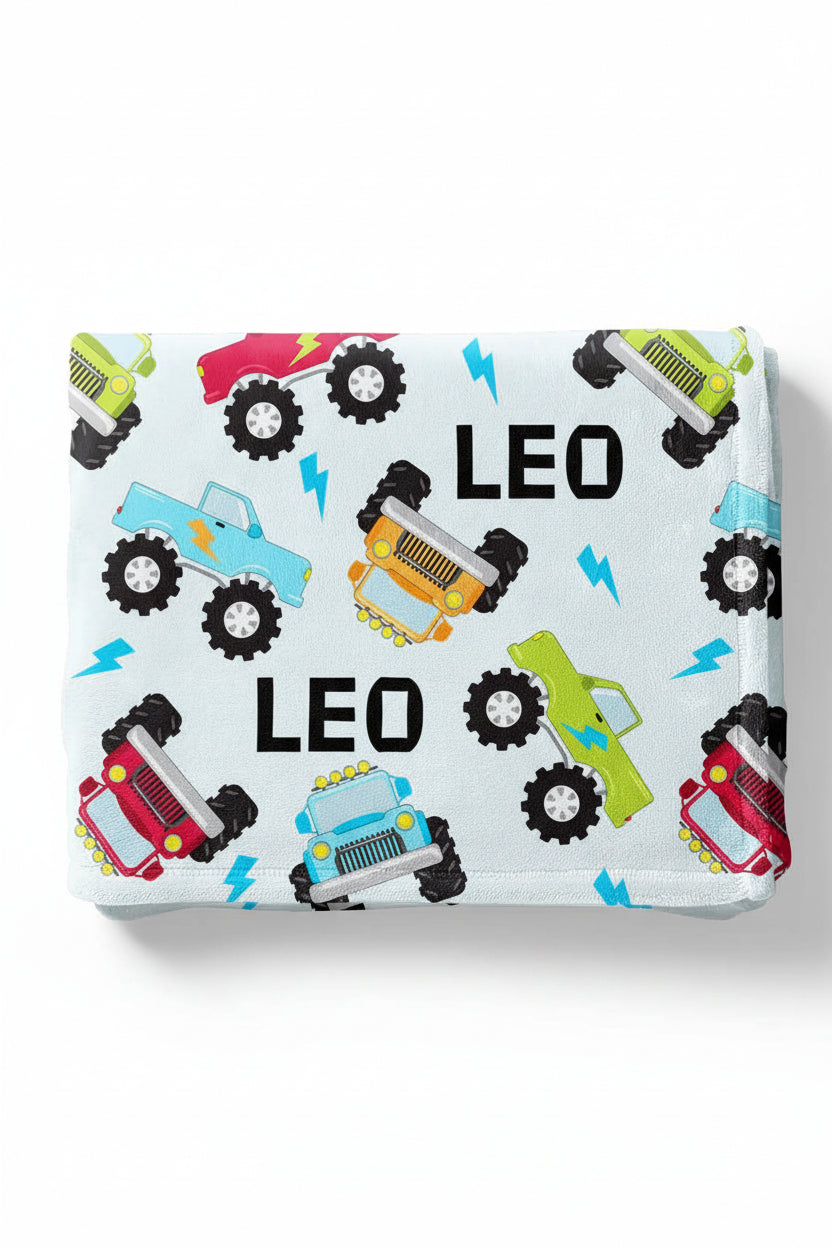 truck personalized kids blanket