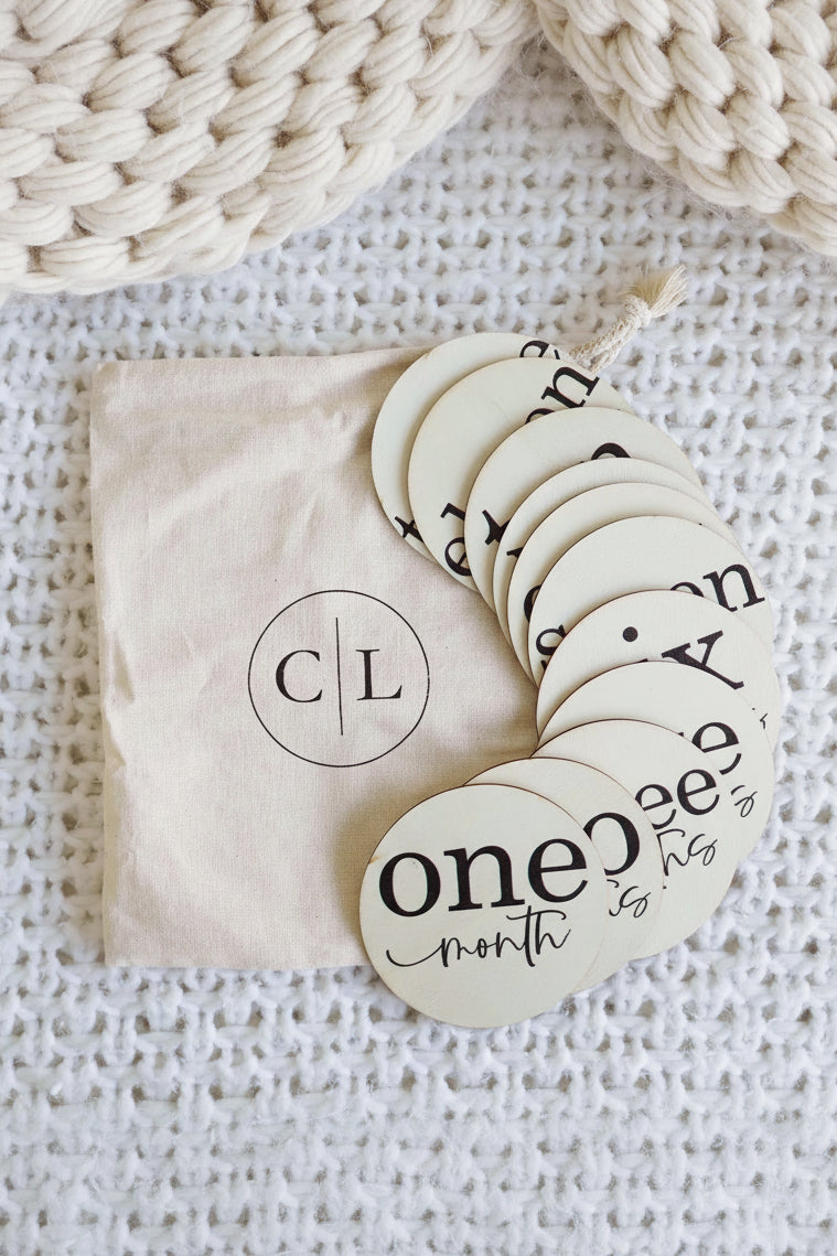 monthly milestone wood circle photo prop 
