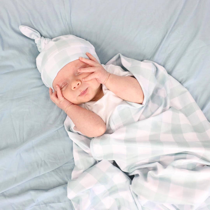 moss gingham oversized swaddle