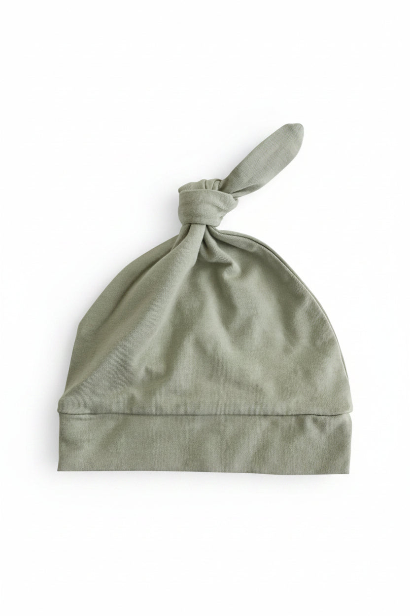 solid moss bamboo knotted hat 