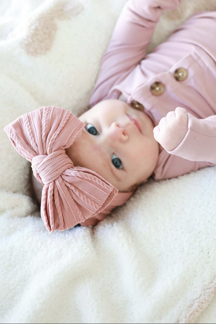 Large Soft Cable Knit Bow
