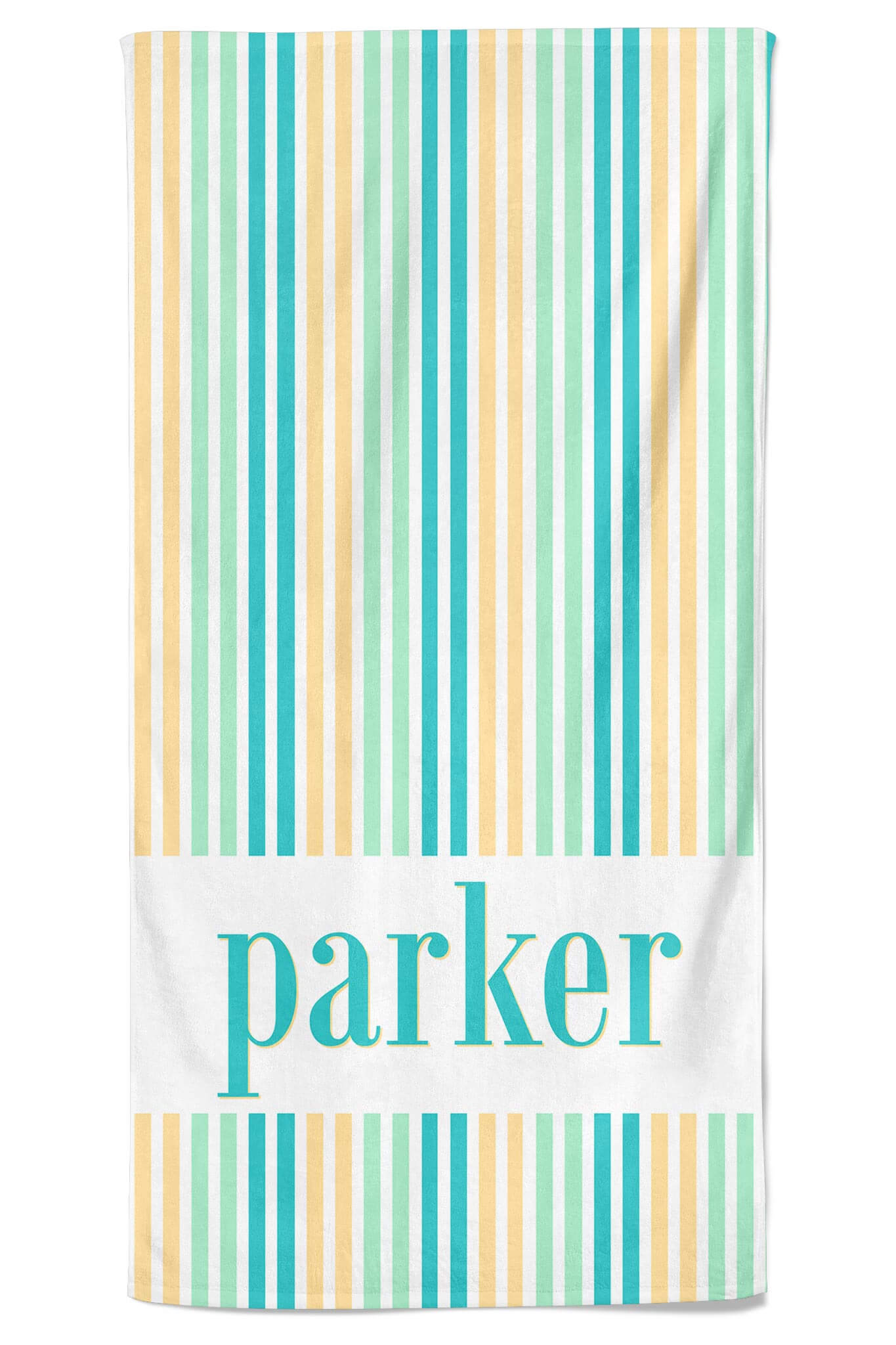 Personalized Kids Beach Towel | Multicolor Seersucker Blue