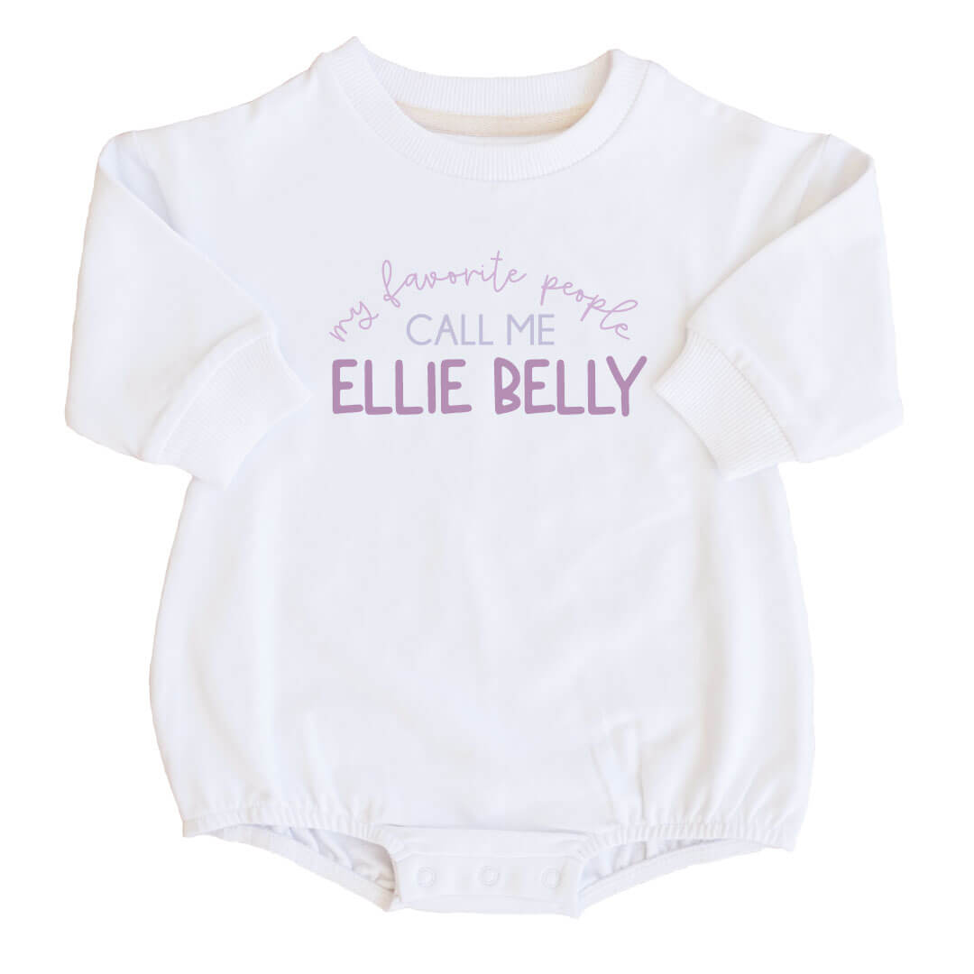 personalized nickname graphic white bubble romper onesie for babies