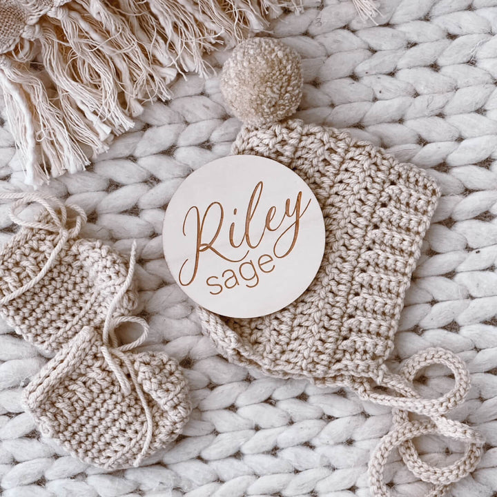 personalized baby name wood announcement block and script 