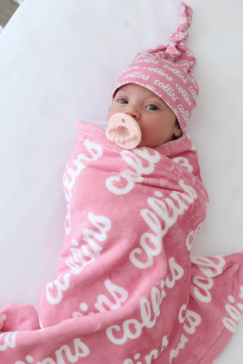 personalized name blanket for babies pink