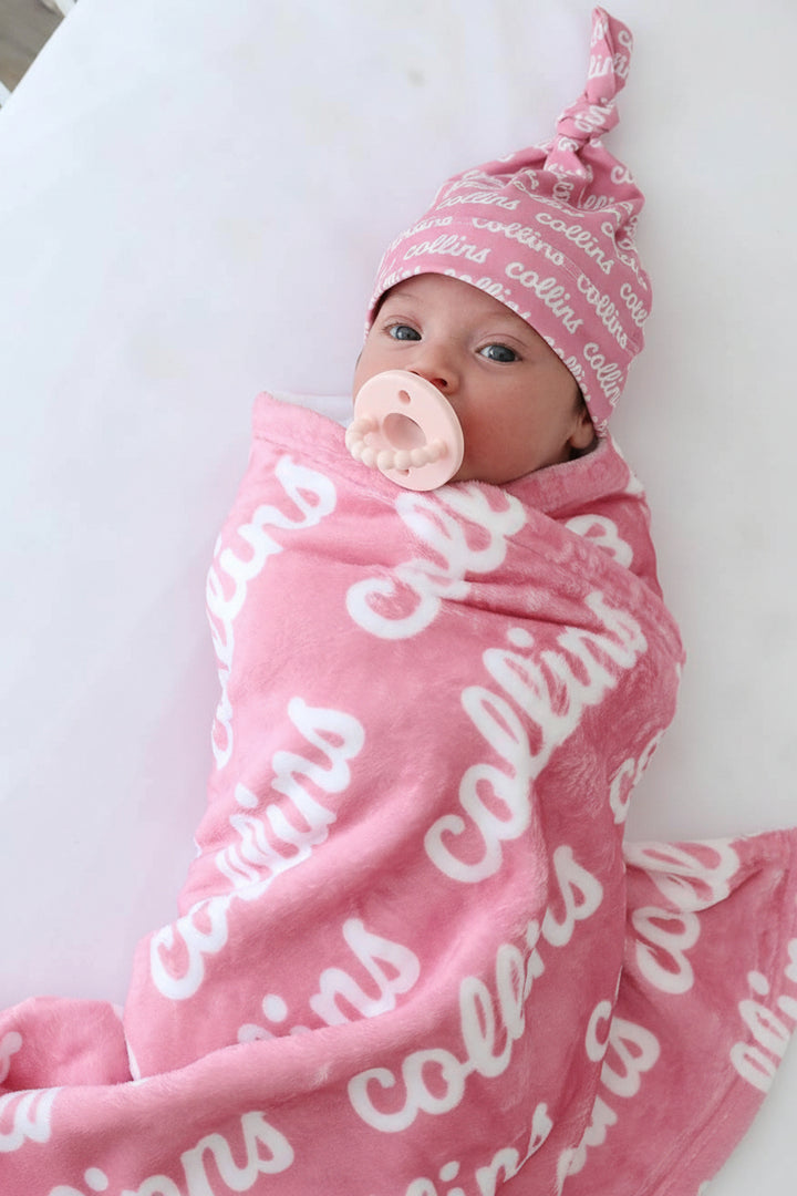 personalized name blanket for babies pink