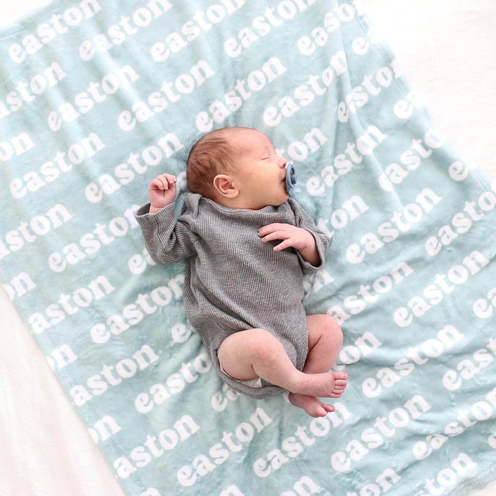light blue personalized blanket 