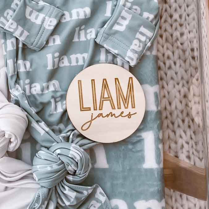 personalized babe name wood announcement outline block