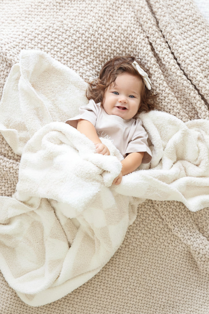 neutral check throw blanket 